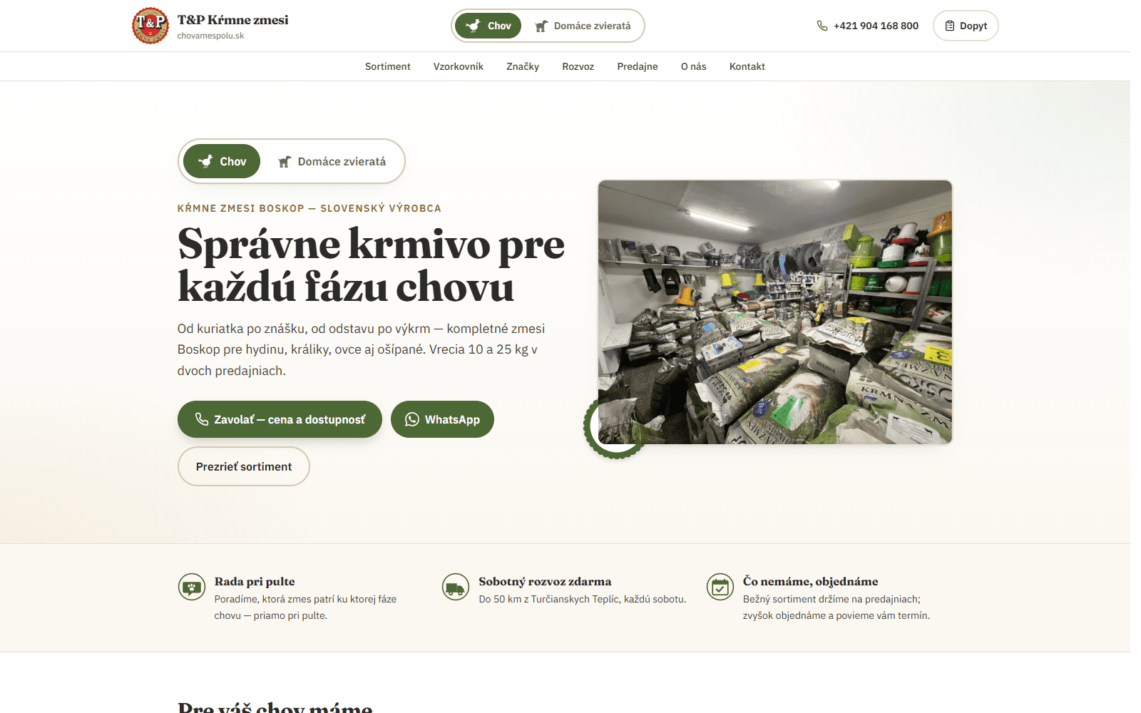 Náhľad webu ChovámeSpolu — Katalógový web s dopytom